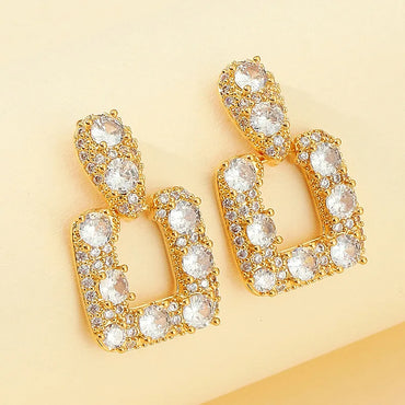 1 Pair Lady Modern Style Simple Style Geometric Inlay Copper Zircon Earrings