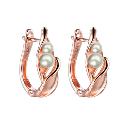 1 Pair Lady Modern Style Simple Style Irregular Inlay Artificial Pearl Sterling Silver Pearl Earrings