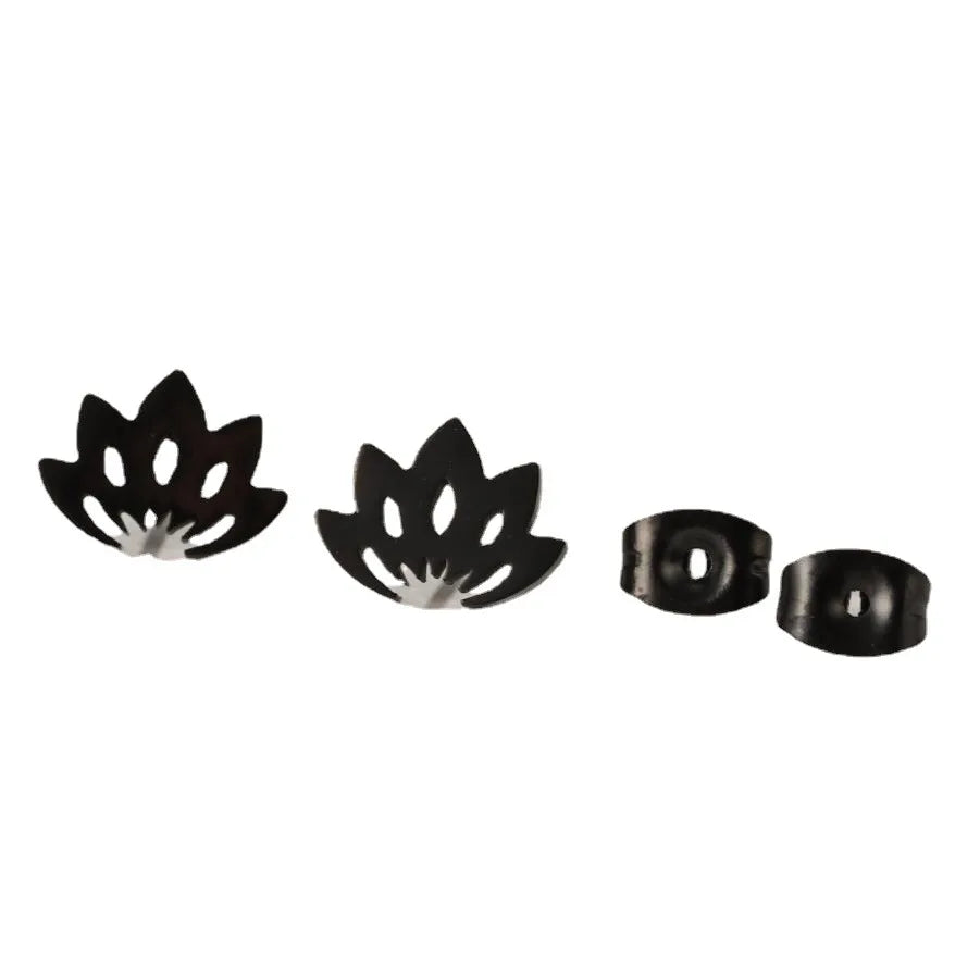 1 Pair Lady Modern Style Simple Style Lotus Plating Hollow Out Stainless Steel Ear Studs