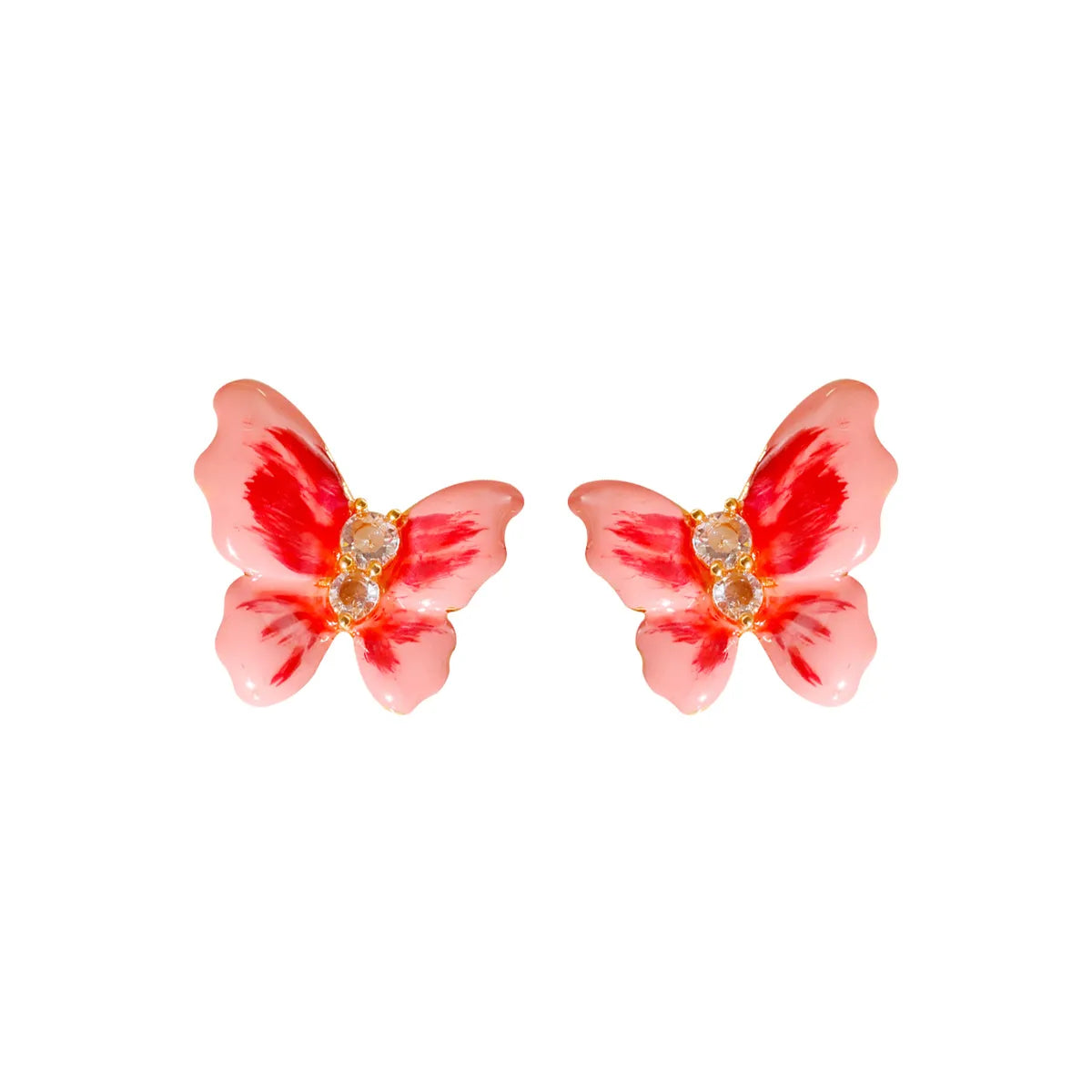 1 Pair Lady Modern Style Sweet Butterfly Plating Inlay Copper Rhinestones Ear Studs