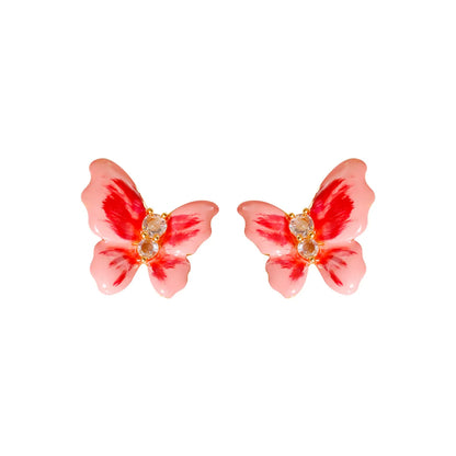 1 Pair Lady Modern Style Sweet Butterfly Plating Inlay Copper Rhinestones Ear Studs