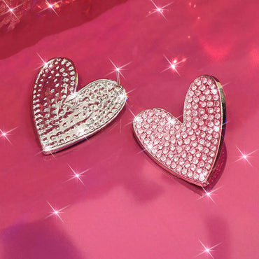 1 Pair Lady Modern Style Sweet Heart Shape Inlay Alloy Rhinestones Ear Studs