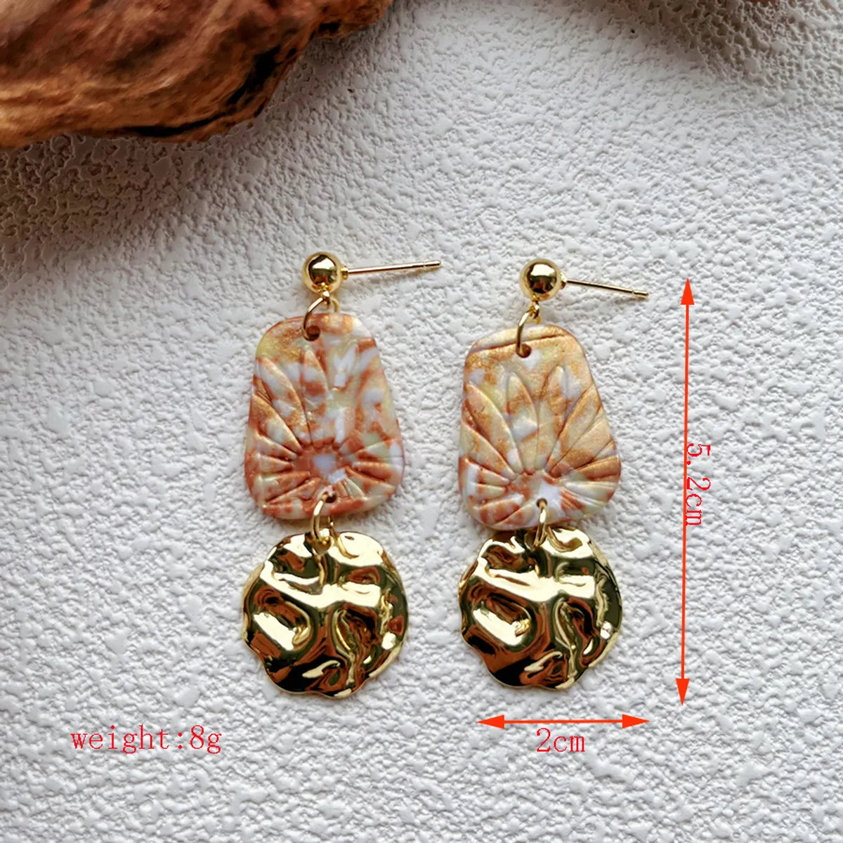 1 Pair Lady Pastoral Classic Style Printing Geometric Ditsy Floral Soft Clay Drop Earrings