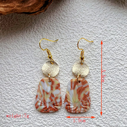 1 Pair Lady Pastoral Classic Style Printing Geometric Ditsy Floral Soft Clay Drop Earrings