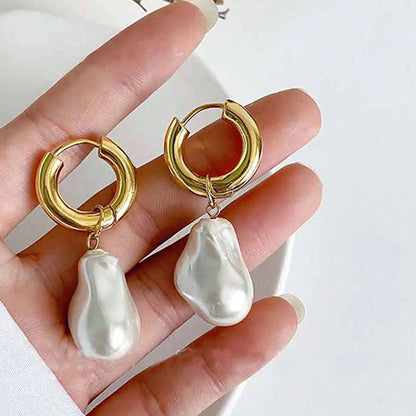 1 Pair Lady Pearl Alloy Drop Earrings