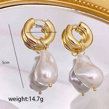 1 Pair Lady Pearl Alloy Drop Earrings