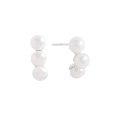 1 Pair Lady Pearl Plating Sterling Silver Shell Ear Studs