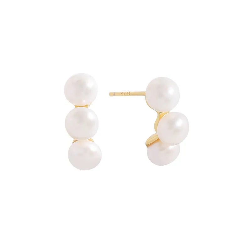 1 Pair Lady Pearl Plating Sterling Silver Shell Ear Studs