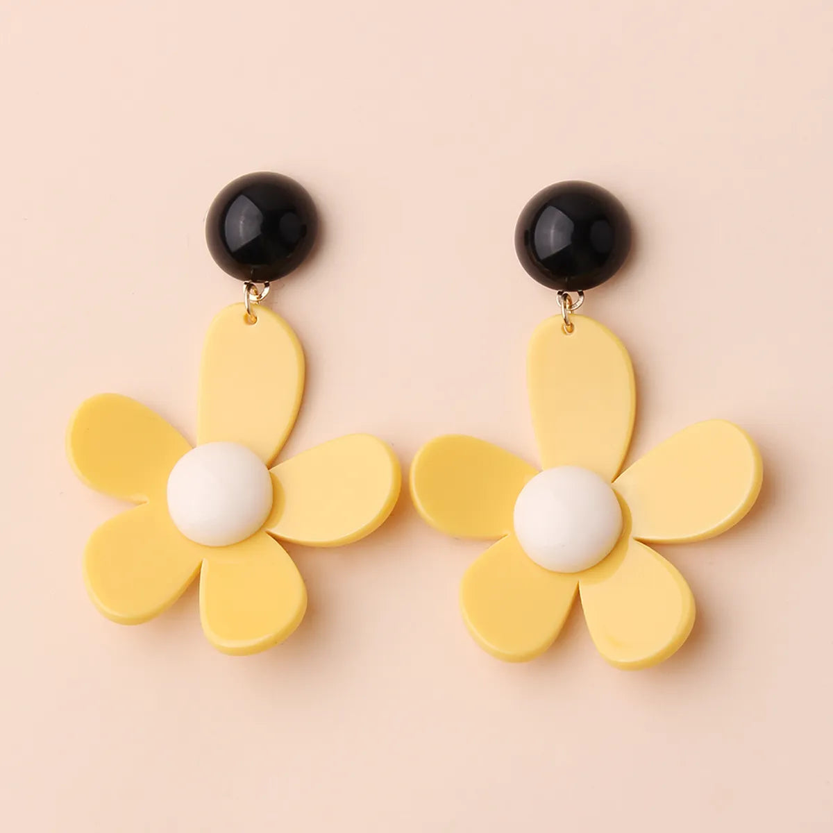 1 Pair Lady Romantic Pastoral Flower Flowers Arylic Gold Plated Drop Earrings