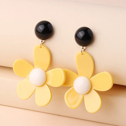 1 Pair Lady Romantic Pastoral Flower Flowers Arylic Gold Plated Drop Earrings