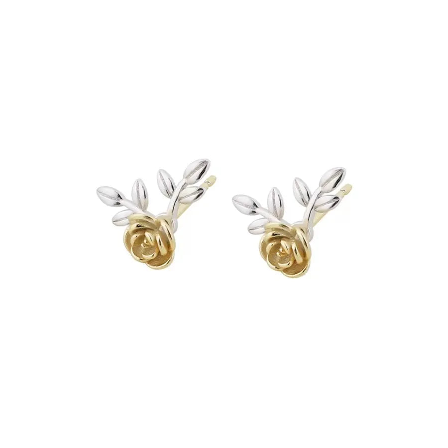 1 Pair Lady Rose Plating Sterling Silver Ear Studs