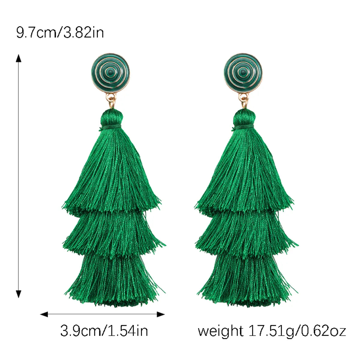 1 Pair Lady Shamrock Tassel Inlay Plastic Cloth Rhinestones Drop Earrings