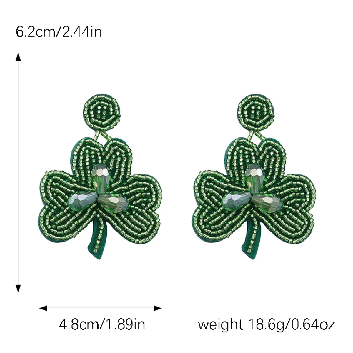 1 Pair Lady Shamrock Tassel Inlay Plastic Cloth Rhinestones Drop Earrings