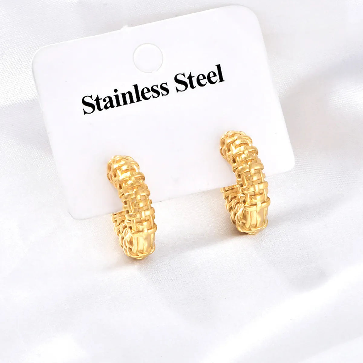 1 Pair Lady Shiny C Shape Star Starry Sky 304 Stainless Steel 18K Gold Plated Ear Studs