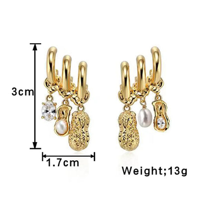 1 Pair Lady Shiny Geometric Plating Inlay Alloy Rhinestones Pearl Gold Plated Silver Plated Drop Earrings