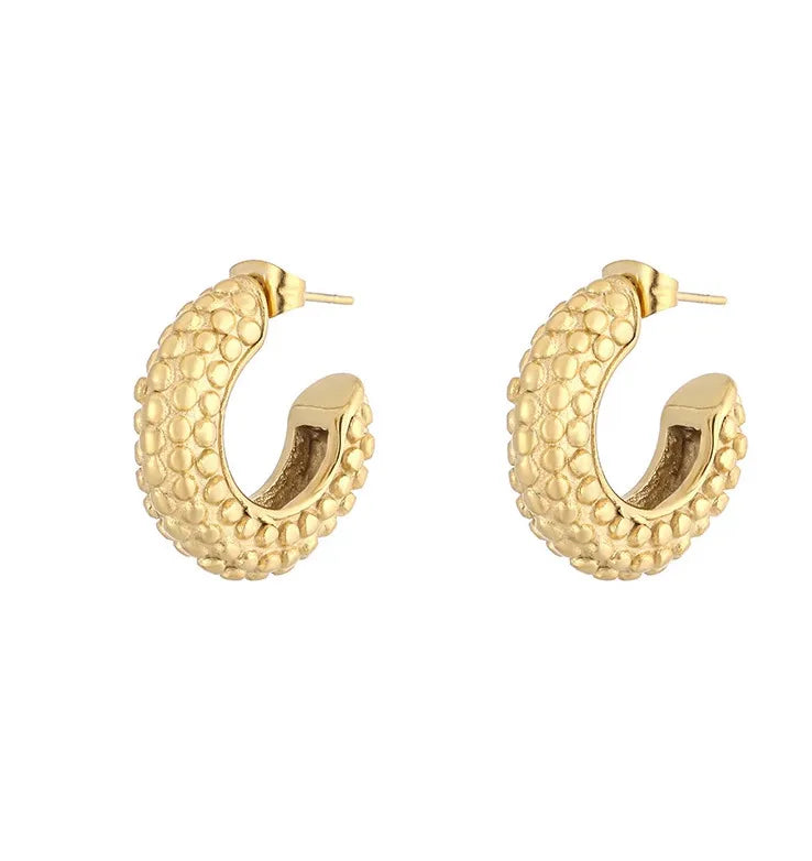 1 Pair Lady Simple Style C Shape Solid Color Plating 304 Stainless Steel Titanium Steel 18K Gold Plated Ear Studs