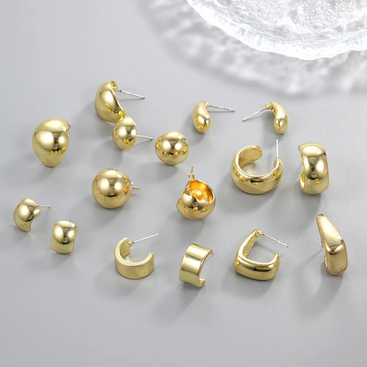 1 Pair Lady Simple Style Commute C Shape Semicircle Water Droplets Plating Alloy Gold Plated Silver Plated Ear Studs