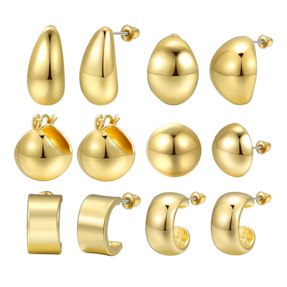 1 Pair Lady Simple Style Commute C Shape Semicircle Water Droplets Plating Alloy Gold Plated Silver Plated Ear Studs