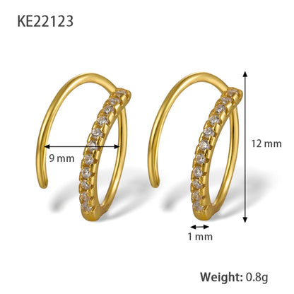 1 Pair Lady Simple Style Commute Round Plating Inlay Sterling Silver Zircon 18k Gold Plated White Gold Plated Earrings