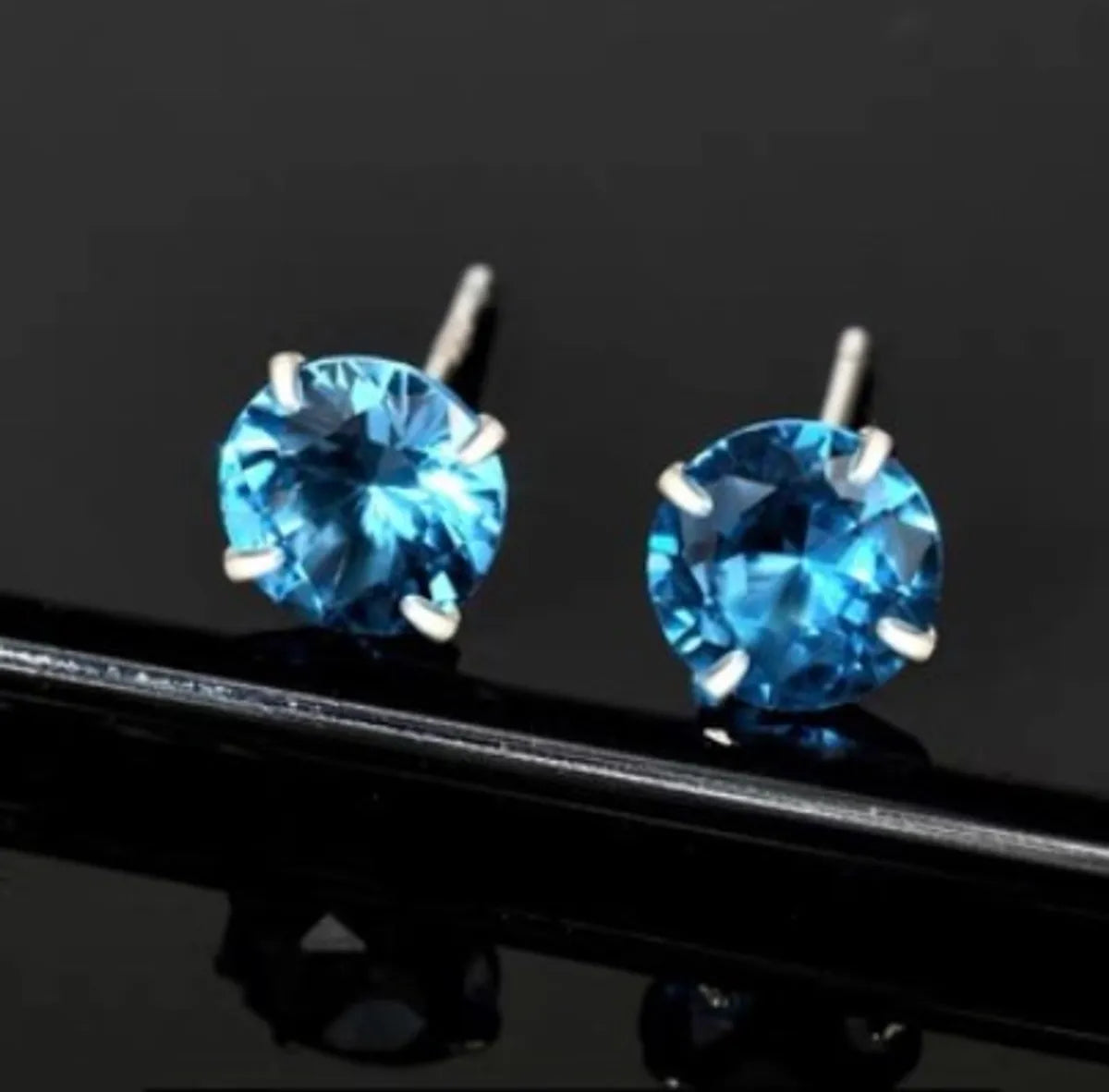 1 Pair Lady Simple Style Geometric Inlay Sterling Silver Birthstone Ear Studs