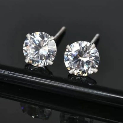 1 Pair Lady Simple Style Geometric Inlay Sterling Silver Birthstone Ear Studs