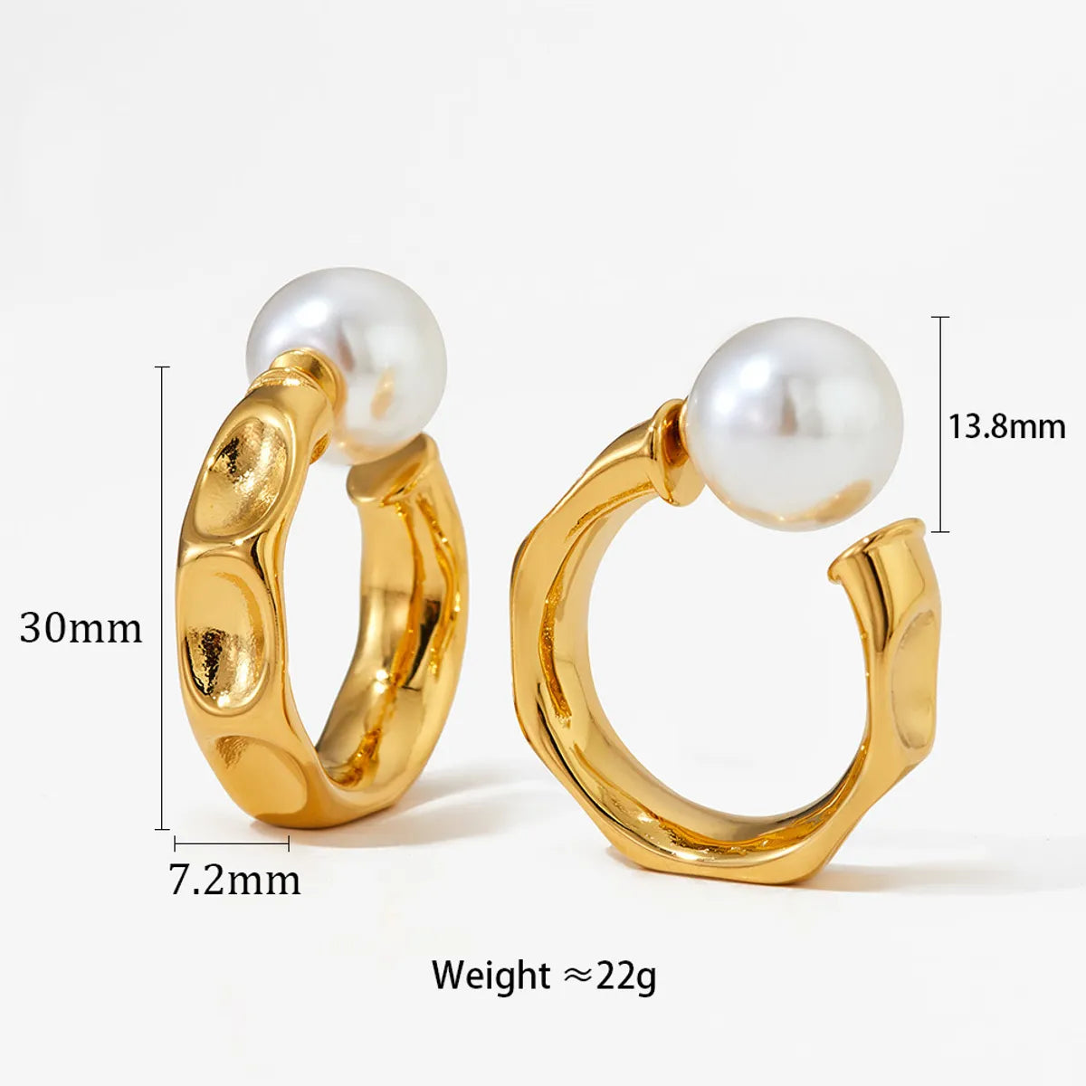 1 Pair Lady Simple Style Geometric Round Plating 304 Stainless Steel Artificial Pearls 16K Gold Plated White Gold Plated Gold Plated Ear Studs