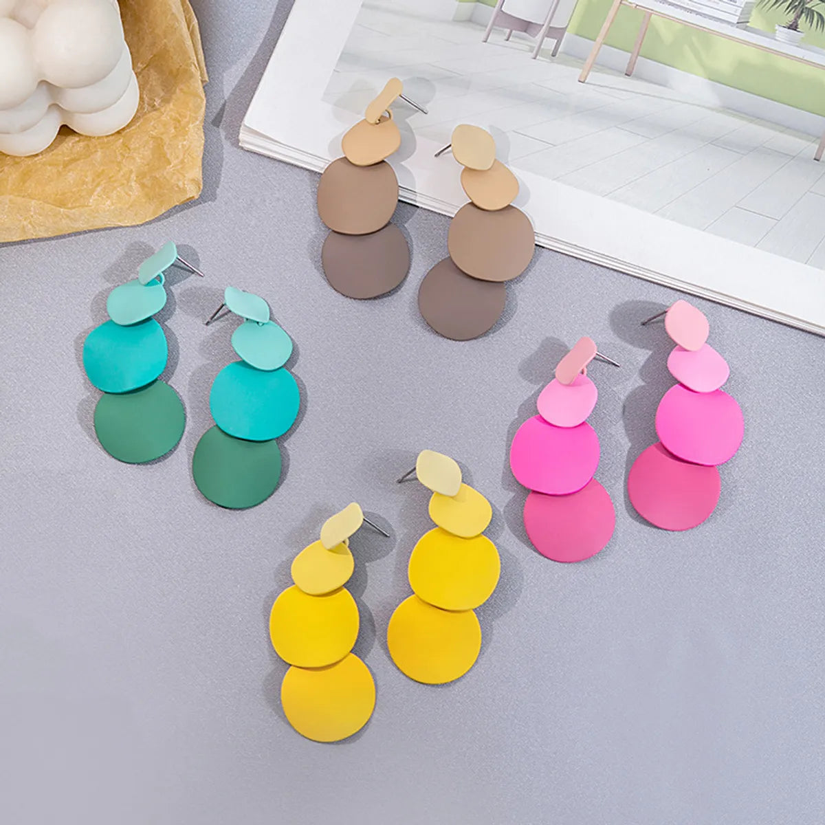 1 Pair Lady Simple Style Geometric Spray Paint Alloy Drop Earrings