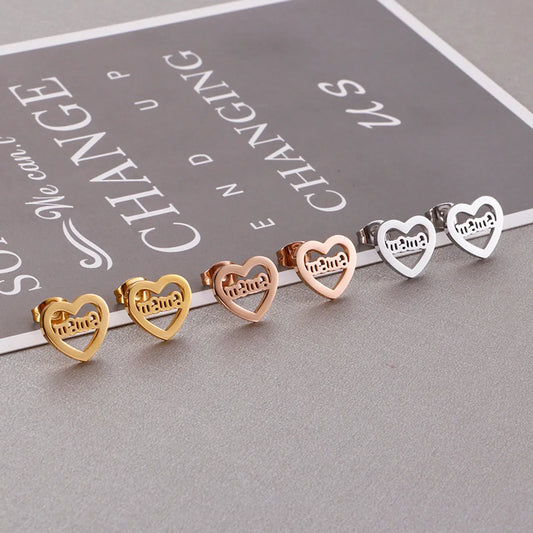 1 Pair Lady Simple Style Heart Shape Plating Titanium Steel Ear Studs