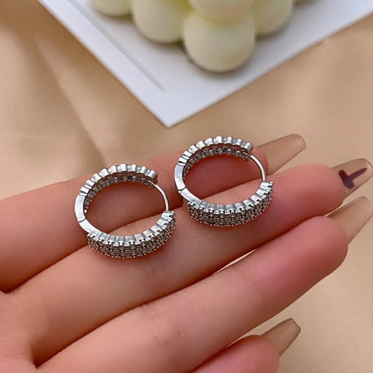 1 Pair Lady Simple Style Round Plating Inlay Copper Zircon White Gold Plated Hoop Earrings