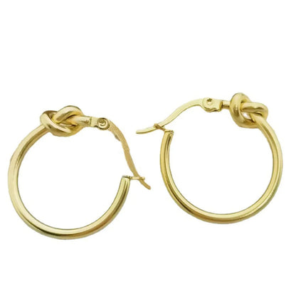 1 Pair Lady Simple Style Round Plating Stainless Steel 18k Gold Plated Earrings