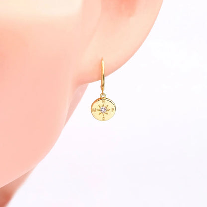 1 Pair Lady Simple Style Star Sterling Silver Plating Inlay Zircon White Gold Plated Gold Plated Drop Earrings