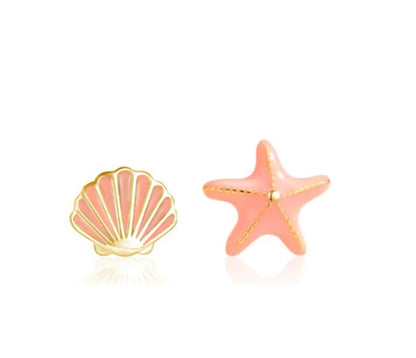 1 Pair Lady Simple Style Starfish Epoxy Sterling Silver Ear Studs