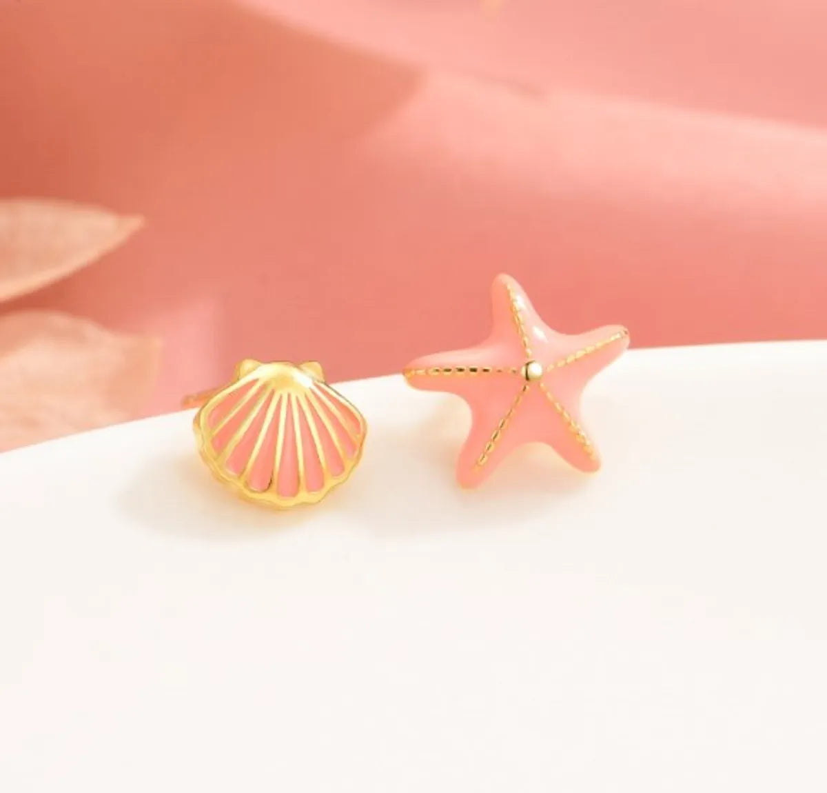 1 Pair Lady Simple Style Starfish Epoxy Sterling Silver Ear Studs