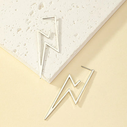 1 Pair Lady Simple Style Streetwear Lightning Plating Alloy White Gold Plated Drop Earrings