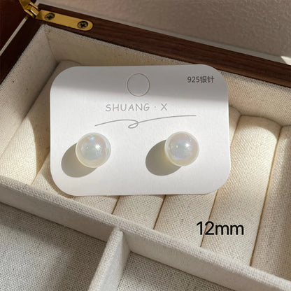 1 Pair Lady Solid Color Imitation Pearl Ear Studs