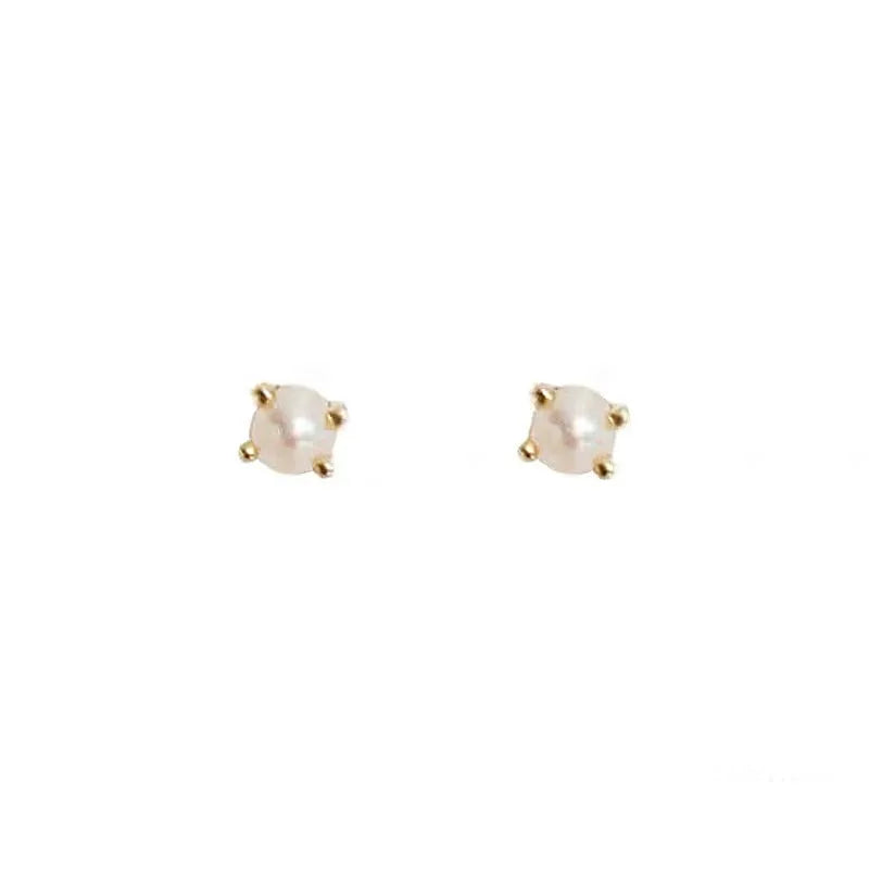 1 Pair Lady Solid Color Imitation Pearl Sterling Silver Ear Studs