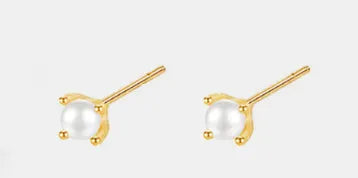 1 Pair Lady Solid Color Imitation Pearl Sterling Silver Ear Studs