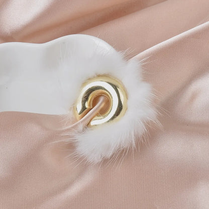 1 Pair Lady Solid Color Plating Ccb Mink Hair Earrings