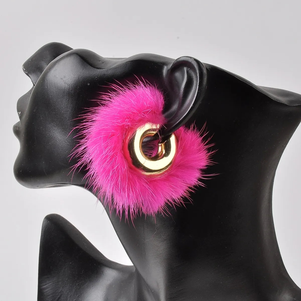 1 Pair Lady Solid Color Plating Ccb Mink Hair Earrings