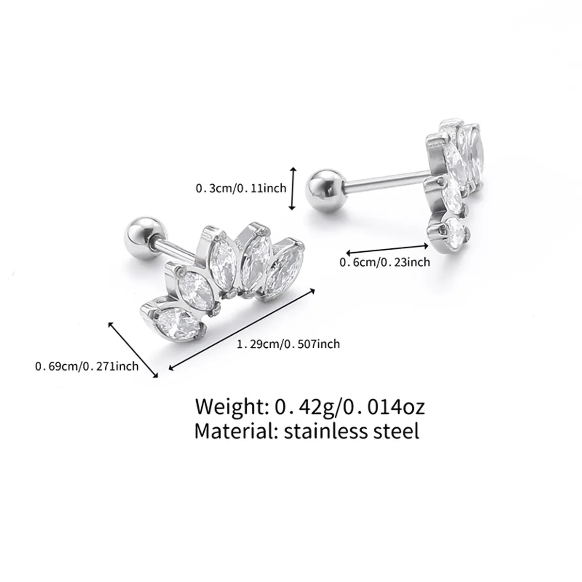 1 Pair Lady Solid Color Polishing Inlay Pure Titanium Zircon Non-Electroplating Ear Studs