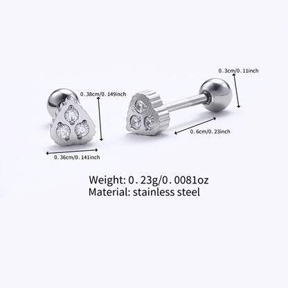 1 Pair Lady Solid Color Polishing Inlay Pure Titanium Zircon Non-Electroplating Ear Studs