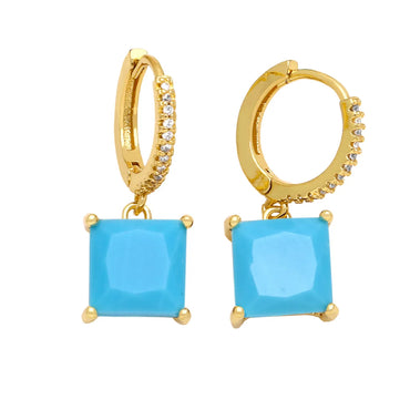 1 Pair Lady Square Plating Inlay Copper Zircon 18k Gold Plated Drop Earrings