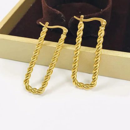 1 Pair Lady Square Plating Stainless Steel Earrings