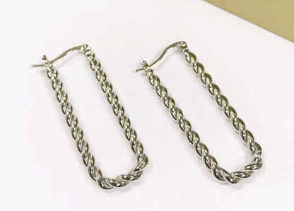 1 Pair Lady Square Plating Stainless Steel Earrings