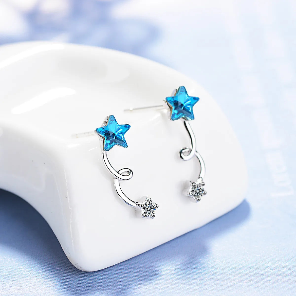 1 Pair Lady Star Plating Inlay Copper Artificial Crystal White Gold Plated Ear Studs