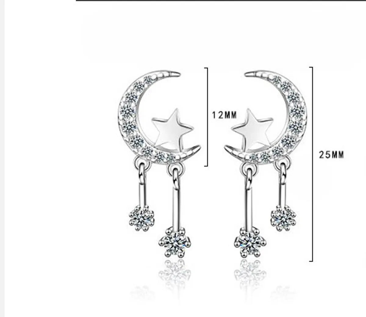 1 Pair Lady Star Plating Inlay Copper Zircon White Gold Plated Drop Earrings