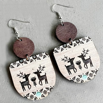 1 Pair Lady Streetwear Geometric Deer Wood Drop Earrings