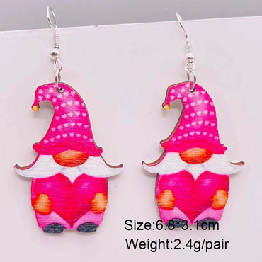 1 Pair Lady Streetwear Geometric Heart Shape Wood Earrings