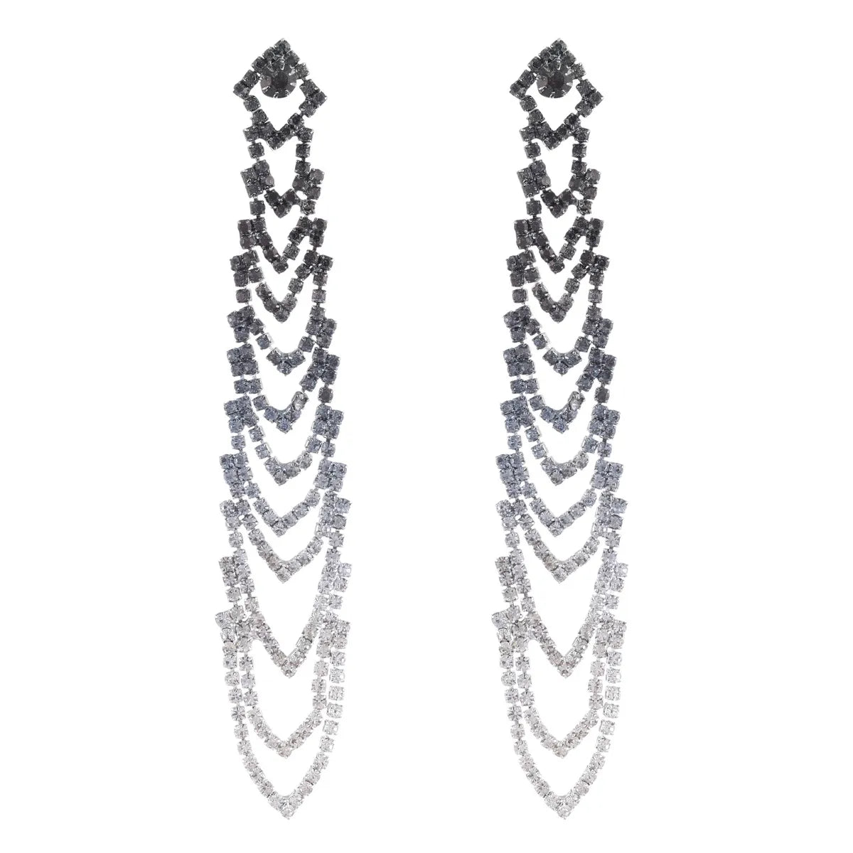 1 Pair Lady Streetwear Geometric Tassel Rhinestone Drop Earrings