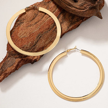 1 Pair Lady Streetwear Solid Color Plating Alloy 14k Gold Plated Hoop Earrings